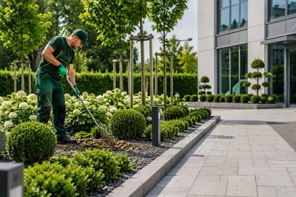 Grünflächenarbeiten rund um das Haus und Garten.