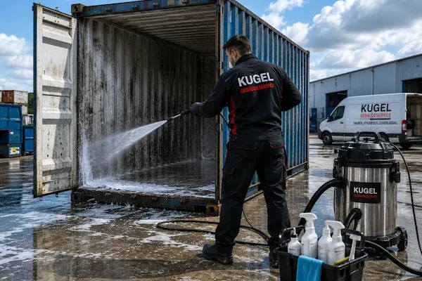 Die Reinigung von einem Container in Berlin und Brandenburg.